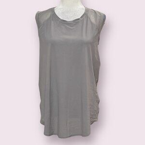 lululemon Gray Sleeveless Tunic Top Size 12 Sheer Mesh Back Lightweight Stretchy